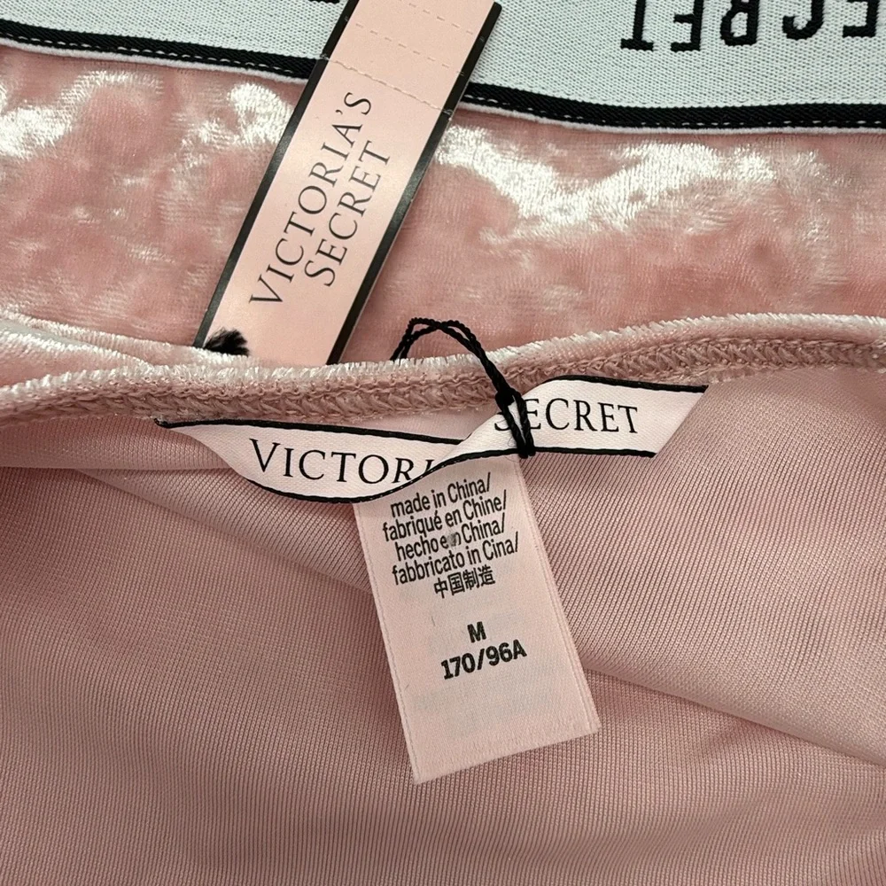 Victorias Secret Top Shorts Womens Pink Crushed Velvet Crop Sleep Set🩷BNWT🩷 - Picture 10 of 16